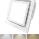 Bathroom Exhaust Fan with Light,9.8 in Panel,3000K/4500K/6000K 12W 7.5In Square LED,117 CFM,0.7 Sones 4 Inches Duct 110V,Quiet Ventilation Exhaust Fan for Shower/Home/Office(3-Colour LED)