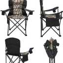 Oversized Camping Chair Folding Heavy Duty Quad Outdoor Large Lawn Chairs Portable Support 400 lbs Padded Thicken Oxford with Armrests, Storage Bag, Cup Holder, Carry Bag for Outside(Camo)