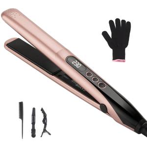 Hair Straightener Iron, Professional Ceramic Flat Iron Straightener for Less Frizz, Shinier & Smoother Hair & Curls, Hair Styling Tools (Rose Gold)