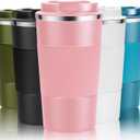 12oz Travel Coffee Cups Insulated Tumbler Thermal Mug to Go with Lid Leak Proof Reusable Stainless Steel Coffee Mug Spill Proof for Hot and Iced Cold Drinks (Pink, 380ml)