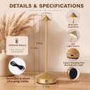 6 Pack Cordless Table Lamp, 3 Color Stepless Dimmable, Gold