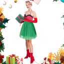 2 Pcs Adult May Cosplay Costume for Women Anime Christmas Red Satin Opera Gloves Green Tutu Skirt for Christmas Cosplay Halloween (XL)