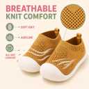 Baby First-Walking Shoes 1-4 Years Kid Shoes Trainers Toddler Infant Boys Girls Soft Sole Non Slip Cotton Canvas Mesh Breathable Lightweight TPR Material Slip-on Sneakers Outdoor (Orange)