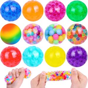 Squishy Balls for Adult Stress Relief - 12pc Set with Squeeze Fidget Balls for Party Favors & Gifts