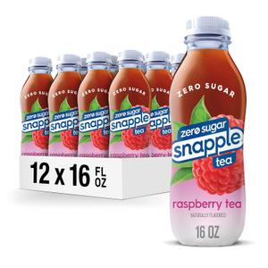 Snapple Zero Sugar Raspberry Tea, 16 fl oz recycled plastic bottle, Pack of 12, BBD: JUL 25 2025