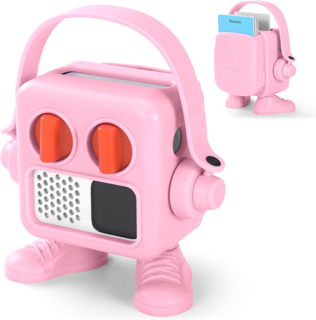 ABS Plastic Shells Carrying Case Compatible with Yoto Mini Player, Protective Cover Stand Up Carry Case for Mini Bluetooth Speaker (Pink)