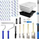 Paint Roller Extension Pole - 28PCS 3FT Telescoping Paint Roller Kit, Wall Painting Naps for Professionals with Brush Microfiber Roller Cover for House Wall
