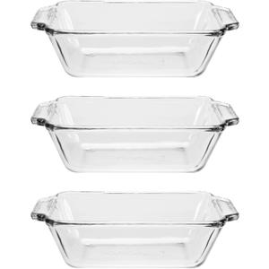 Anchor Hocking Glass Bread Pan, 1.5 Quart Loaf Pan, Set of 3