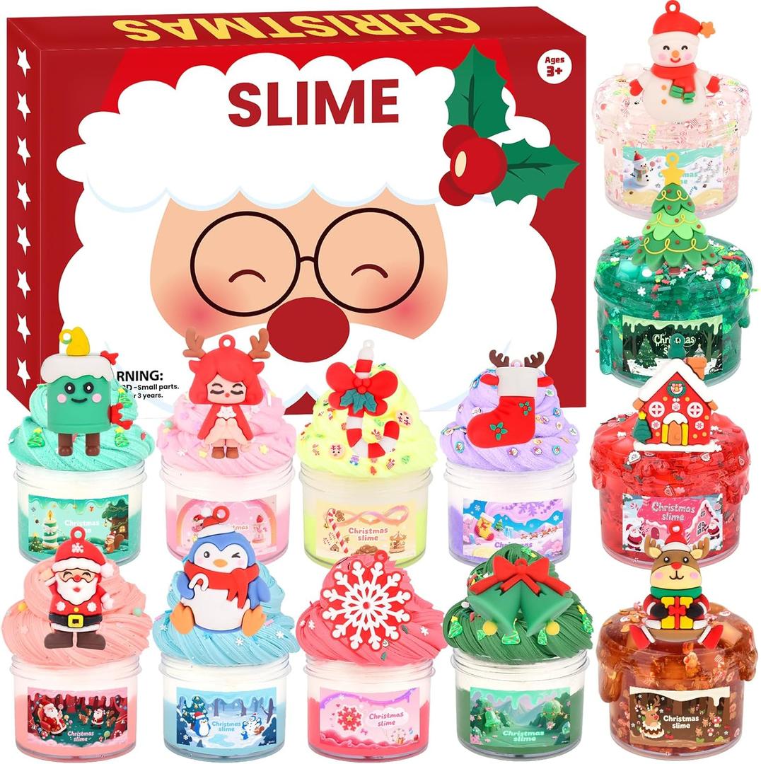 Advent Calendar 2025, 24 Days of Christmas Countdown Calendar, Different Butter Slime Jelly Slime Fluffy DIY Kit for Girls and Boys, 4-10 Year Old Kids Stocking Stuffers