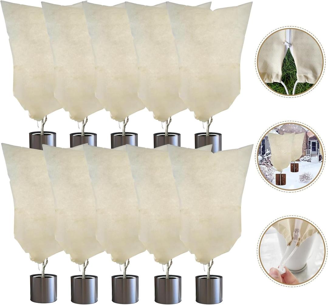 Plant Covers Freeze Protection 35" 50" Reusable Plant Protector Bag with Drawstring and Zipper for Plants Trees Shrub, Frost Jacket Warm Blanket for Freeze Frost Protection Season Extension