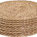 Defined Deco Woven Placemats Set of 10,12" Round Rattan Placemats,Natural Hand-Woven Water Hyacinth Placemats,Farmhouse Weave Place Mats,Rustic Braided Wicker Table Mats for Dining Table,Home,Wedding.