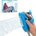 Aquapaw 5-in-1 Horse Bathing Tool & Curry Comb for Washing, Spraying, Scrubbing, Massaging & Grooming | Includes 3 Foot Garden Hose & Adapter | 1 Size Fits All - Great for Horses, Livestock & Big Dogs (X-Large, Blue)