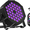 36LED Black Lights, U`King 72W UV Stage Lights Blacklight with Glow in The Dark Party Supplies by DMX Remote Control for Halloween Stage Lighting (1 Pack)