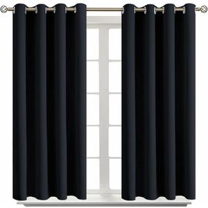 BGment Blackout Curtains for Living Room - Grommet Thermal Insulated Room Darkening Curtains for Bedroom, Set of 2 Panels (52 x 45 Inch, Black)