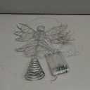 Sumind Angel Christmas Tree Topper with Bow and LED Light String, 9 Inch Lighted Glittered Angel Treetop Xmas Holiday Christmas Decorations Ornament, Not Pre-lit(Silver)