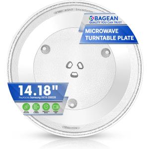 Microwave Plate Replacement 14 1/8 inch Fits DE74-20002B Samsung Microwave Turntable Plate - Exact Replacement Microwave Glass Plate - Durable Oven Dish Tray For Better Reheating and Cooking