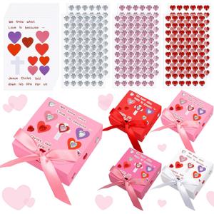 Colarr 24 Set Valentine's Day Christian Prayer Box Craft Kit Inspirational Religious Crafts Sunday School Christian Valentine DIY Handmade Box for Kids Class Activities