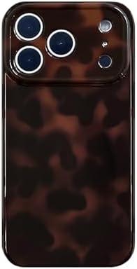 Reezaddin Aesthetic Tortoise Shell Phone Case for iPhone 17 Pro 6.3in,Retro Cool Girl Leopard Print Brown Amber Trendy Full Camera Protective Cover for iPhone 17pro 6.3"