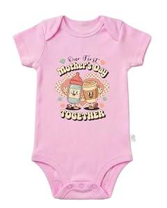 Bellkendda Toddler Mother's Day Baby Bodysuit Happy 1st Mothers Day T-Shirt Newborn Infant Boy Girl Clothes Funny Tee 0-3 month, Cotton