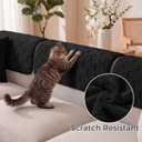 Foxdecor Couch Arm Covers, Plush Sofa Armrest Protector, Non-Slip Washable Furniture Covers for Pets, Black, 20x20 Inch