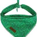 Lionet Paws Dog Bandana Washable Cotton Handkerchief Scarf Triangle Bandana for Small Medium Large Dogs Black Grid (Small (Pack of 1)), Green