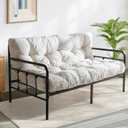 MAXYOYO 6" Futon Mattress Full Size, Tufted Futons Sofa Couch with Twisted Rope Design Edging, Thick Corded Fabric Floor Mattress for Adults, Shredded Foam Filling (Frame Not Included), Beige
