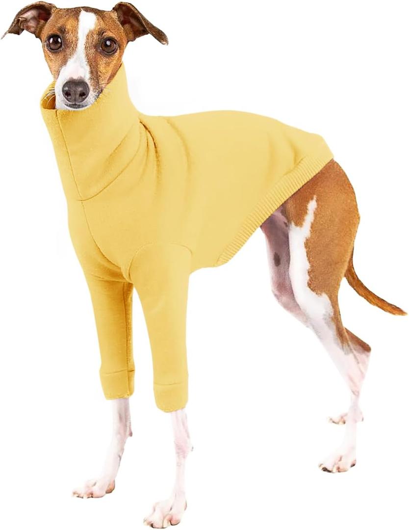 Dog Fleece Sweater Turtleneck Long Sleeve Pullover Sweatshirt Warm Puppy Clothes for Small Medium Dogs (M, Yellow)