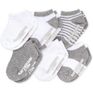Burt's Bees Baby Unisex Baby Socks Ankle or Crew Height Made with Soft Organic Cotton, 6 Packs with Non-Slip Grips for Babies (0-3 Months, Heather Grey Multi)