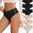 Thongs for Womens High Waisted Seamless for Women Underwear Sexy Breathable Panties 6 Pack, Size L