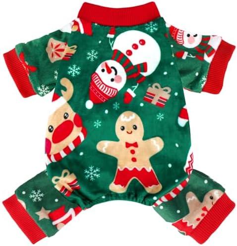 Dog Christmas Pajamas Soft Lightweight Velvet Dog Christmas Outfit Warm Pet Winter Clothes for Medium Pet Dogs Cats