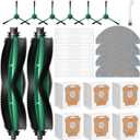 25 Pcs Replacement Parts for iRobot Roomba 104/105 Vac/ 105 Combo/ Q052 Robot Vacuum, Q0520 105 Accessories Include 2 Main Brushes, 6 Filters, 6 Dust Bags, 6 Side Brushes, 4 Mop Pads, 1 Clean Brush