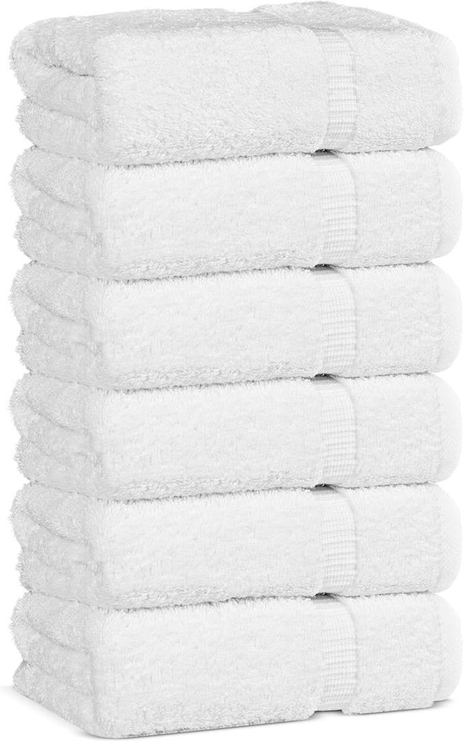 Chakir Turkish Linens | Hotel & Spa Quality 100% Cotton Premium Turkish Towels | Soft & Absorbent (6-Piece Hand Towels, White)