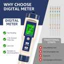 Pool Salt Tester & PH Meter - 5-in-1 Digital TDS Meter for Salinity PH Temp and EC, 0.01 High Accuracy, Swimming Pool, Hydroponics, Aquarium, Hot Tub, PPM Meter for Pool, Drinking Water, Wine