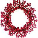 EBTOYS Christmas Wreath, 16-Inch Simulation Berry Decorative Wreath Red Fruit Garland for Christmas Hotel Mall Hanging Decoration