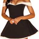 Kwunbwa Womens Sexy Off The Shoulder A Line Mini Dress Color Block Strapless Backless Elegant Formal Party Club Dresses, Large