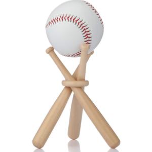 Honoson Baseball Stand Holders Balls Display Bat Wooden Stand Holder Display Centerpieces Tables for Baseball Sports Lover (4 Pack)