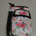 Nuovoware Magnetic Gym Bag Water Bottle Carrier Holder with Adjustable Shoulder Strap, 40oz Magnets Magnetic Gym Bag Bottle Pouch Sling, 2 Pocket Sling Neoprene Organizer Sleeve, Floral Pink