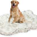 Laifug Luxury Faux Fur Dog Bed - 5-inch Thick Grade Ultra Soft Memory Foam with Removable Faux Fur Cover, Waterproof Liner (Gray-Brown, White)