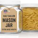 kitchentoolz Half Gallon Mason Jar - Glass Jar Wide Mouth with Airtight Foam Lined Plastic Lid - 1/2 Gallon Jar for Sourdough Starter, Fermenting Kombucha Kefir, Pickling, & Canning 2 Pack