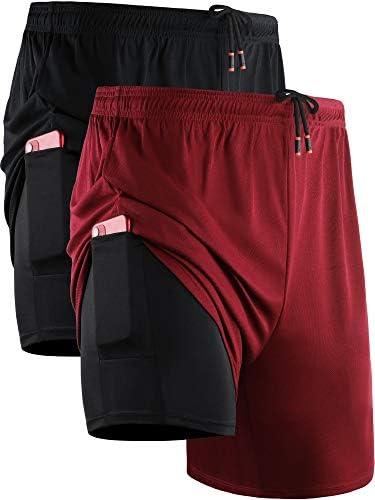 NELEUS Men's 2 in 1 Running Shorts with Liner,Dry Fit Workout Shorts with Pockets, M