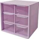 Small Drawer Organizer for Desk, 4.7" x 4.7" x 3.8" Small Desktop Organizer with 6 Drawers, Plastic Storage Box for Office, Classroom, Craft and Home Organization