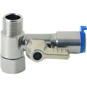 Stainless Steel Water Supply Adapter 3/8" x3/8" x 3/8" Tee Stop Valve  ideal for RO (Reverse Osmosis) water filters, coffee brewers, ice makers, and PE water line splitters in refrigerator systems.