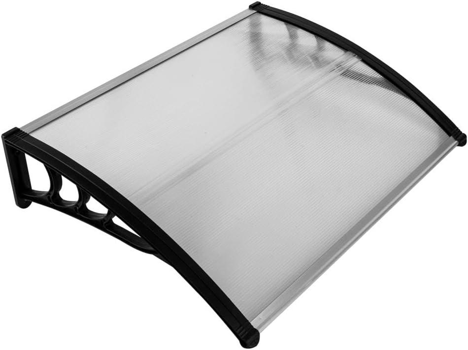 MATICO 47.2" Outdoor Clear Door Awning Patio Window Cover Polycarbonate Rain & Snow Protection, Modern Hollow Sheet with UV protection cover, Window Door Awning Canopy,Transparent/Black-Edge