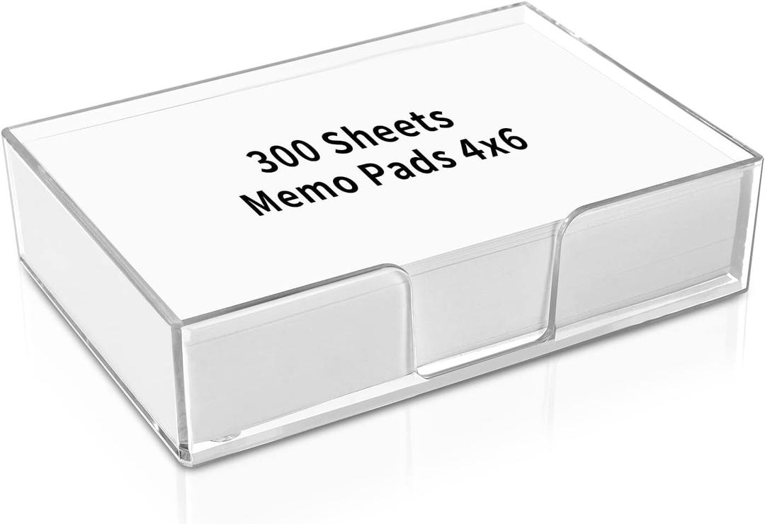 300 Sheet 4x6 Memo Holder Desk Notepad Tray Pad Paper Memo Sheets Non Sticky Memo Pads 4x6 Acrylic Notepad Holder for Desk School Organization PlanningInternal Size: 3.97  5.78 Inch