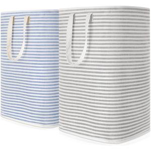 Lifewit 2 Pack Laundry Hamper Large Collapsible Laundry Basket, Freestanding Waterproof Cloth Hamper with Easy Carry Handles in Laundry Room Bedroom Bathroom College Dorm for Adult, Grey&Blue, 2 x 80L
