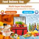 PEASUG 2 Pcs Insulated Bags for Food Delivery, XXXL Pizza Delivery Bags, Large Capacity Cooler Bag Keep Food Warm for Grocery Shopping and Catering, Foldable, Heavy-Duty (Red+ Black)