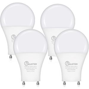 GU24 LED Light Bulb, 5000K Daylight, 9W(100W Equivalent), 800 Lumens, A19 Shape GU 24 LED Bulbs, Twist and Lock GU24 Pin Base with Two Prongs, Non-Dimmable, UL ETL Certificated(4-Pack)