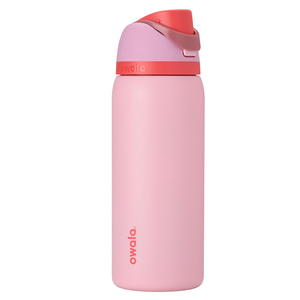 Owala FreeSip Insulated Stainless Steel Water Bottle with Straw for Sports and Travel, BPAFree Sports Water Bottle, 32 oz, Pink, Angel Food Cake