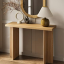 Fluted Console Table - Solid Wood Entryway Table for Narrow Spaces, Modern, Mid-Century Home Decor, Living Room Furniture - Fluted Black Cross Base and Rectangular Top