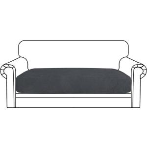 YEMYHOM Stretch Cushion Covers Long Loveseat Seat Cushion Slipcovers Soft Couch Cover Replacement Striped Pattern Furniture Protector with Elastic Bottom (1 Pc 2-Seat Cushion Cover, Dark Gray)
